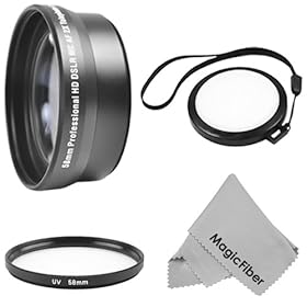 58MM 2.0X Telephoto High Definition Lens + 58MM UV Ultra Violet Filter + 58MM White Balance Lens Cap (CANON REBEL - T3i T3 T2i T2 T1i XTi XT XSi XS, CANON EOS - 1100D 600D 550D 500D 450D 400D 350D 300D 7D)+ MagicFiber Microfiber Lens Cleaning Cloth