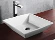 ELANTI EC9879 Porcelain White Vessel Square Angled Sides Sink