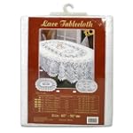 Oval White Polyester Lace Tablecloth, 60"x90"