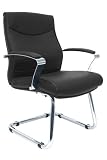 Executive Leather Side Chair with Chrome Base
