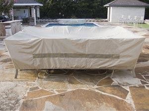 Rectangular Patio Table / Chair Covers : 128 x 90 x 30 Khaki Polyester