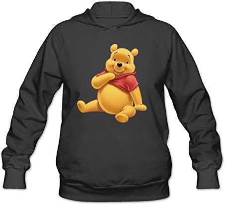 HeZonei Womens Winnie The Pooh Hooded Sweatshirt Black S
