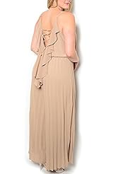 Plus Size Polyester Pleated Lace  Romper/Maxi Dress  With Ruffles