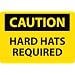 NMC C391RB OSHA Sign, Legend "CAUTION - HARD HATS REQUIRED", 14" Length x 10" Height, Rigid Plastic, Black on Yellow