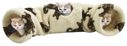 FELINE Rascheltunnel beige mit Katzenmotiv 135cm #33292
