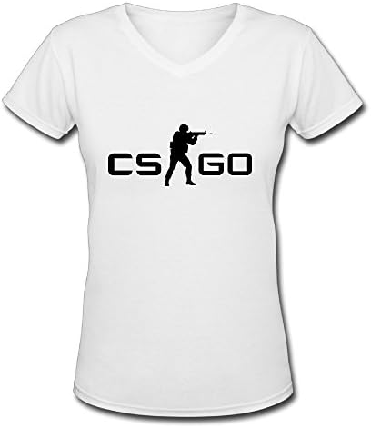 Emoute Women's CSGO V-neck T-shirts S White