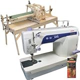 Grace Machine Quilter Pro (GMQ Pro) Machine Quilting Frame, 4th Rail, Bungee Clamps, Janome 1600P-DB, Darning Plate and Free Motion Foot