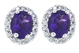 0.78ct Amethyst and Diamond Stud Earrings in 14Kt White Gold
