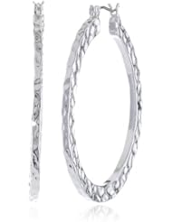 Nine West "Mixtape" Silver-Tone Hammered Hoop Earrings