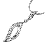 Oliver Weber Fold Necklace with Swarovski Crystal Pendant, Rhodium Plated