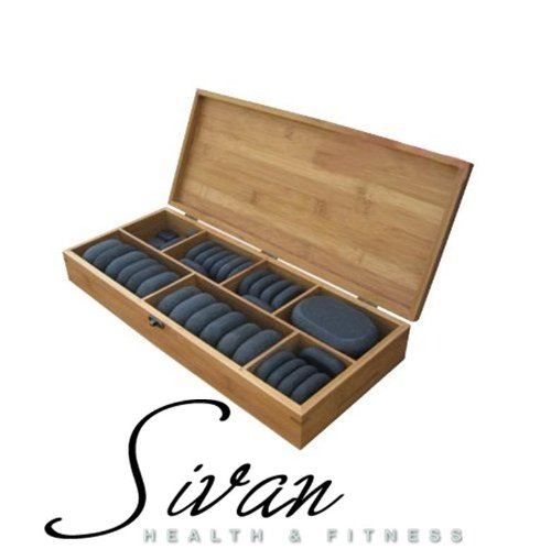 Sivan Health and Fitness Basalt Lava Hot Stone Massage Set with 40 Pieces *New and Improved Packaging*