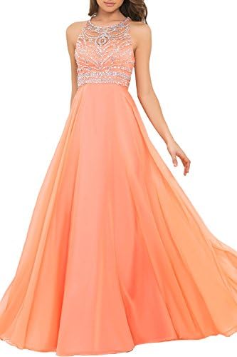 Artie Gorgeous A-line Floor Length Chiffon Prom Dresses Evening Dresses, 8, Coral Pink