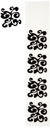 Wenko 18635100 3D-Fliesen-Sticker Ornamento Nero - 5-er Set, r&uuml;ckstandslos abl&ouml;sbar, ca. 5 x 5.5 cm, schwarz