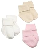 Jefferies Socks Organic Cotton Turn Cuff Sock, 3 Pack, Light Pink/Natural/White