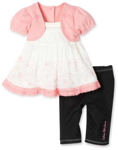 Calvin Klein Baby-Girls Infant 2 Piece Lace Legging Set - Assorted - 24 Months