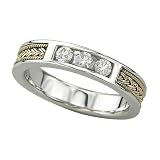 3 Diamond 1/4 ct. Wedding Band in 14K Two Tone Gold