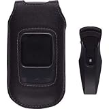 Pantech Breeze III P2030 Fitted Leather Case with Ratcheting Belt Clip - Black