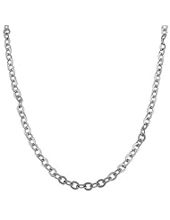 14 Karat White Gold Flat Oval Anchor Necklace (18 Inch)