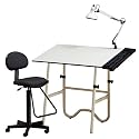 Alvin FourPiece Drafting Set with Drafting Stool White Top/White Base