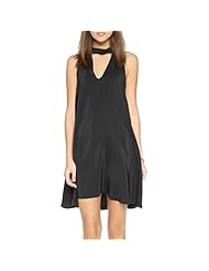 Petite Cutout Banding Keyhole Sleeveless Charmeuse/Silk  Dress