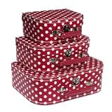Shabby Chic Koffer Kofferset Punkte Rot Weiß TA402