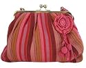 Bewitched Accessories Fuchsia stripe Frame Bag with crochet flower detail