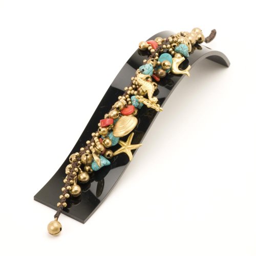 New turquoise charm beads brass coral bracelet anklet by 81stgeneration