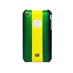 CaseCrown iPhone 3G 3GS Soft Polycarbonate Slim Fit Case - Green with Yellow Stripe