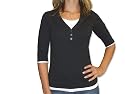 GIN TONIC Shirt 3/4-Arm Langarm-Shirt Langarmshirt Damen Shirt - schwarz