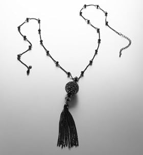 Multi-Faceted Bead Tassel Necklace