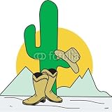 Desert Boot:Wallmonkeys Peel and Stick Wall Decals - Cowboy Hat and Boots in Desert Setsting - 24
