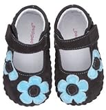 Pediped Originals * Abigail -- Choc Brown / Blue Velour * Soft Leather-Soled Shoes! Large (US size: 5.5 -6 / 18-24 months / EU Size 21)