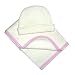 Tadpoles Organic Cotton Receiving Blanket and Infant Cap - Pink Trim