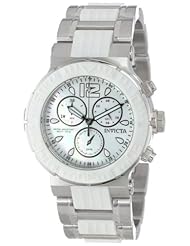 Invicta Womens 15499 Ocean Reef Chronograph White Oyster Dial Stainless Steel Watch