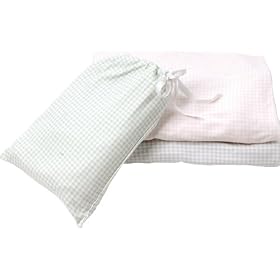 Under The Nile Organic Cotton Fitted Crib Sheet in a bag - Gingham Ice Blue