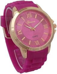 Geneva Rose Gold Women Watch Pink Silicon Rubber Band