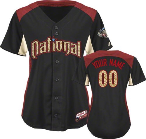 National League 2011 All-Star Game Women's Batting Practice Jersey: Personalized Black MLB Women's BP Jersey