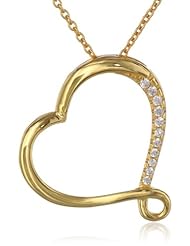 Sterling Silver Cubic Zirconia Heart Pendant Necklace, 18"