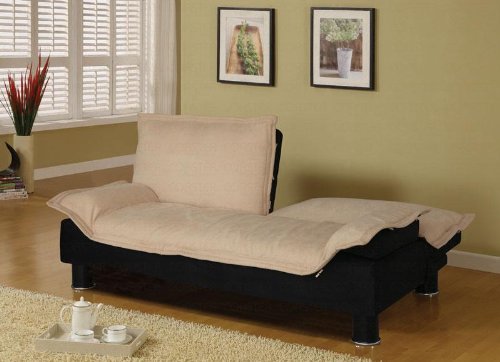 Beige & Brown Futon Sofa Bed