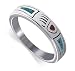 Turquoise Coral Gemstone Inlay Band Sterling Silver Ring