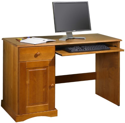 Bristol Computer Desk, 100% Solid Wood, Honey Pine, Optional Hutch
