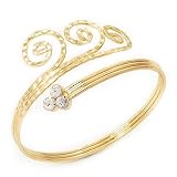 Gold Plated Textured Crystal 'Twirly' Upper Arm Bracelet Armlet