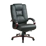 High Back Executive Leather Chair with Deluxe Locking Mid Pivot Knee Tilt and Mahogany Finish