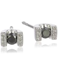 10k White Gold 1/4 CTTW Black and White Diamond Stud Earrings