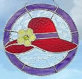 Round Red Hat Stained Glass Suncatcher- 11