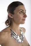 41hxktHlpQL. SL160  Belly Dance Straight Coin Necklace Silver Tone