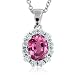 Natural Pink Sapphire and Diamond Necklace in 18k White Gold (G, SI2, 2.12 cttw) Certificate of Authenticity