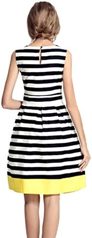Brand me Women Sleeveless Striped Summer High Waist Dress (X-Large)