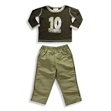 Mis Tee V-Us - Infant Boys Long Sleeve Pant Set, Brown, Tan