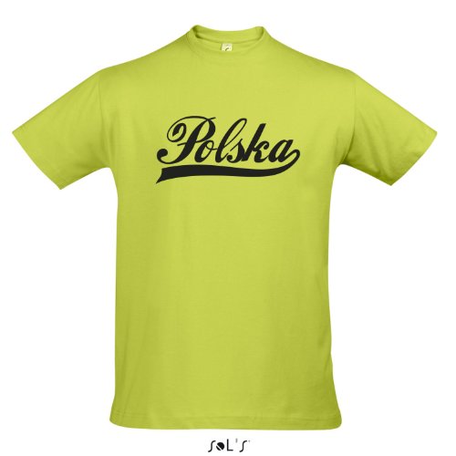 T-Shirt Polen Oldschool Polska LÄNDERSHIRT EM / WM FAN Trikot S-XXL , Apple green – schwarz , S